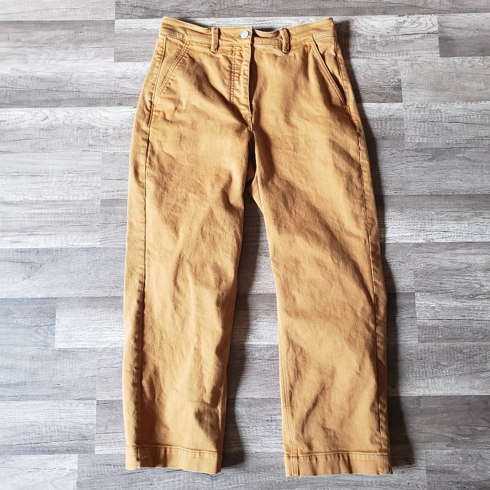 Everlane mustard yellow cropped straight pants